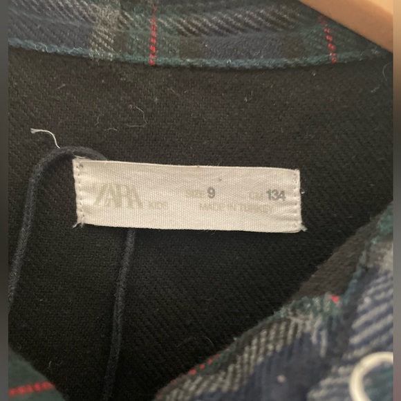 Zara Girls Plaid Fringe Snap Button Shirt/Shacket - Picture 4 of 5